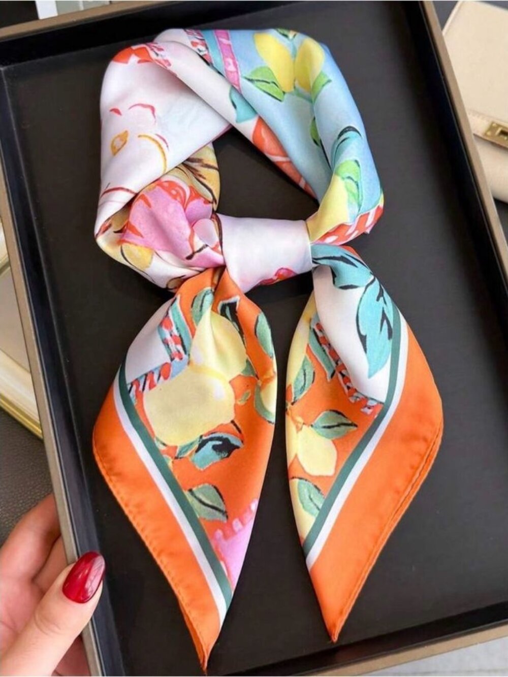 OrangeMulti Floral Scarf M787